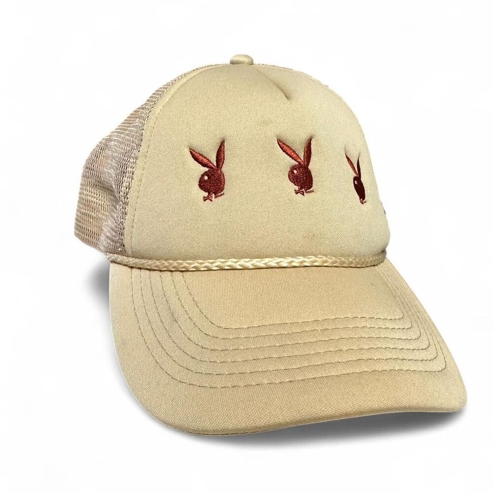 Playboy Men's Cream and Tan Hat